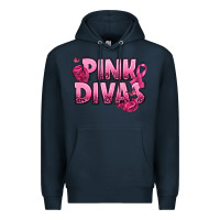 Navy Pink Divas Breast Cancer Premium Hoodie - NancyCooperArtShop