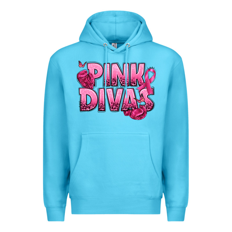 Pink Divas Breast Cancer Premium Hoodie by NancyCooperArtShop | Teevron