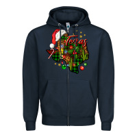 Navy Christmas Texas map Zipper Hoodie - NancyCooperArtShop