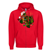 Red Christmas Texas map Zipper Hoodie - NancyCooperArtShop
