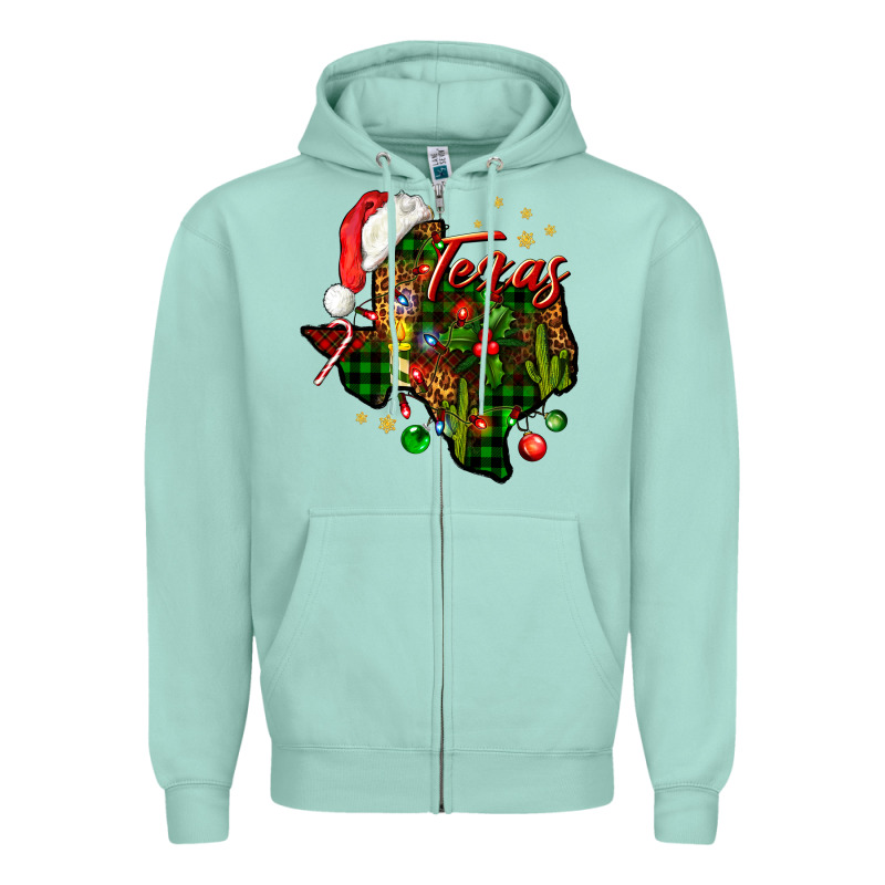 Christmas Texas Map Zipper Hoodie by NancyCooperArtShop | Teevron