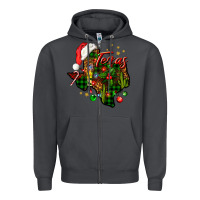 Smoke Christmas Texas map Zipper Hoodie - NancyCooperArtShop