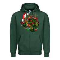 Sports Green Christmas Texas map Zipper Hoodie - NancyCooperArtShop