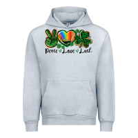 Heather Grey Peace love St. Patrick's Day Urban Hoodie - CowGirlArtShop