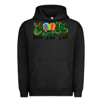 Pigment Black Peace love St. Patrick's Day Urban Hoodie - CowGirlArtShop
