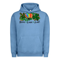 Pigment Pebble Blue Peace love St. Patrick's Day Urban Hoodie - CowGirlArtShop