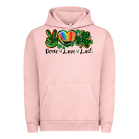 Pigment Salmon Peace love St. Patrick's Day Urban Hoodie - CowGirlArtShop