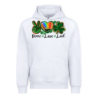 White Peace love St. Patrick's Day Urban Hoodie - CowGirlArtShop