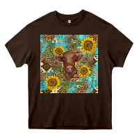 Chocolate Brown western highland cow Heavy Core Tee - BarkalooDesign