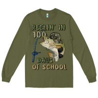 Army Green reelin' in 100 days of school Long Sleeve Tee - MaliasSmallBusiness