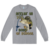 Heather Grey reelin' in 100 days of school Long Sleeve Tee - MaliasSmallBusiness