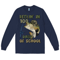 Navy reelin' in 100 days of school Long Sleeve Tee - MaliasSmallBusiness