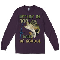 Plum reelin' in 100 days of school Long Sleeve Tee - MaliasSmallBusiness