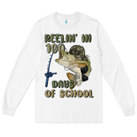 White reelin' in 100 days of school Long Sleeve Tee - MaliasSmallBusiness