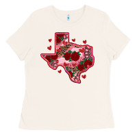 Bone valentine' s day texas map with roses Ladies Tee - RanaPortraitStore