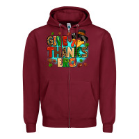 Burgundy give thanks bro Zipper Hoodie - MaliasSmallBusiness