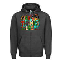 Charcoal Heather give thanks bro Zipper Hoodie - MaliasSmallBusiness