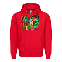 Red give thanks bro Zipper Hoodie - MaliasSmallBusiness