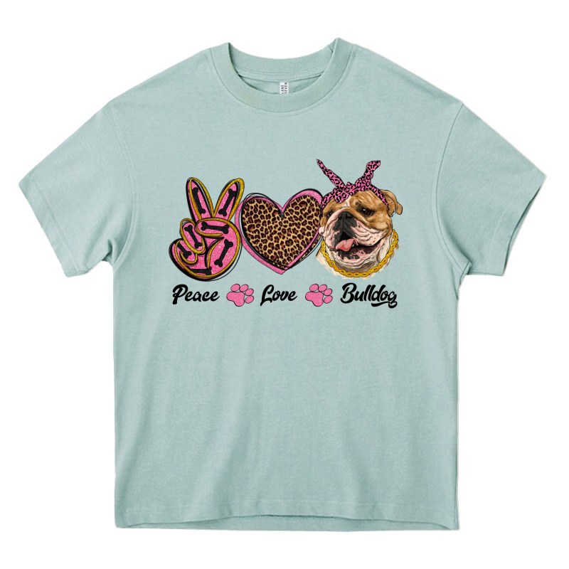 Peace Love Bulldog Heavy Core Tee by RanaPortraitStore | Teevron