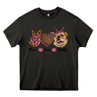 Asphalt peace love bulldog Heavy Core Tee - RanaPortraitStore