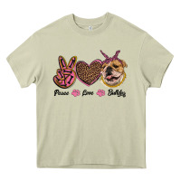 Mossy peace love bulldog Heavy Core Tee - RanaPortraitStore