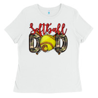 White softball dad Ladies Tee - Zillion Design Studio