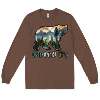 Chestnut camping bear Long Sleeve Tee - MaliasSmallBusiness