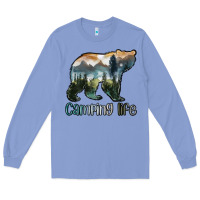 Colony Blue camping bear Long Sleeve Tee - MaliasSmallBusiness