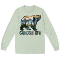 Matcha camping bear Long Sleeve Tee - MaliasSmallBusiness