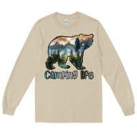 Mushroom camping bear Long Sleeve Tee - MaliasSmallBusiness