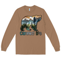 Toasted Coconut camping bear Long Sleeve Tee - MaliasSmallBusiness