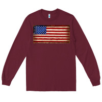 Burgundy American flag Long Sleeve Tee - JahusDesignShop