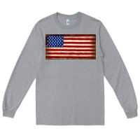 Heather Grey American flag Long Sleeve Tee - JahusDesignShop