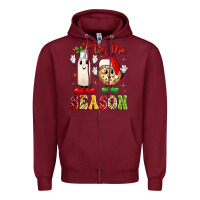 Burgundy tis the season Zipper Hoodie - MaliasSmallBusiness