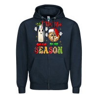 Navy tis the season Zipper Hoodie - MaliasSmallBusiness