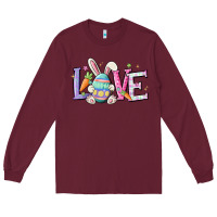 Burgundy love easter Long Sleeve Tee - MaliasSmallBusiness