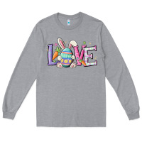 Heather Grey love easter Long Sleeve Tee - MaliasSmallBusiness