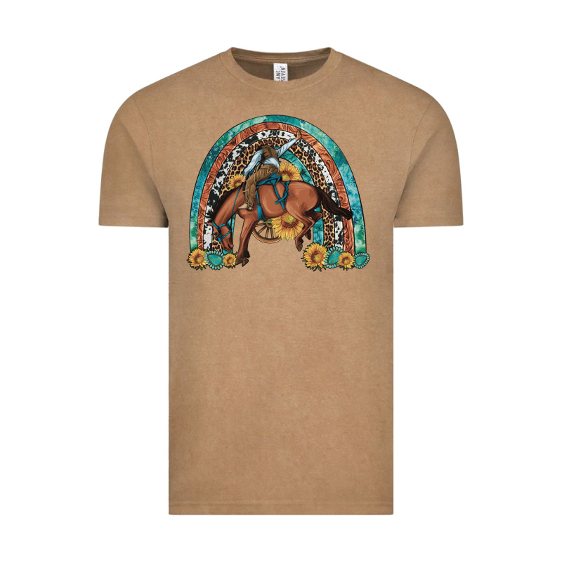Bucking Bronco Rodeo Rainbow Vintage Tee by Artiststas | Teevron