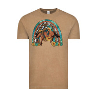 Vintage Coffee bucking bronco rodeo rainbow Vintage Tee - Artiststas