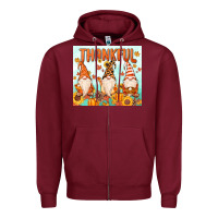 Burgundy thankful gnome Zipper Hoodie - MaliasSmallBusiness