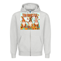 Dove Grey thankful gnome Zipper Hoodie - MaliasSmallBusiness