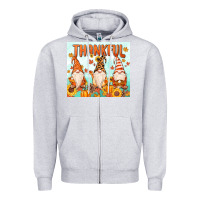 Heather Grey thankful gnome Zipper Hoodie - MaliasSmallBusiness