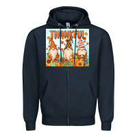 Navy thankful gnome Zipper Hoodie - MaliasSmallBusiness