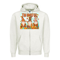 Oatmeal Heather thankful gnome Zipper Hoodie - MaliasSmallBusiness