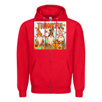 Red thankful gnome Zipper Hoodie - MaliasSmallBusiness