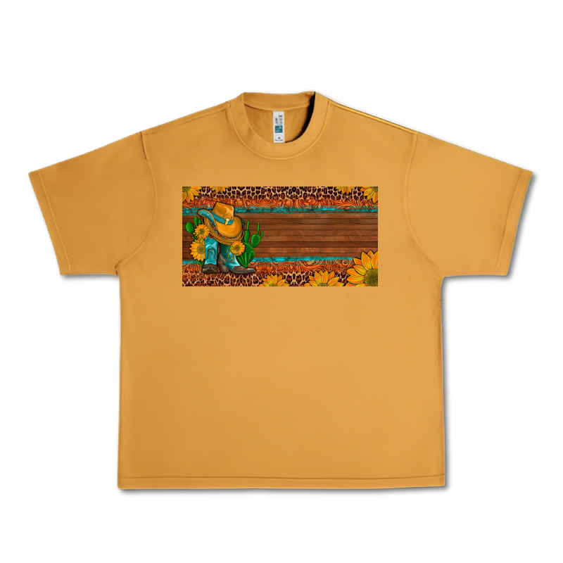 Custom Cowboy Boots Sunflowers And Cactus License Plate Urban Heavy Tee by Artiststas | Teevron