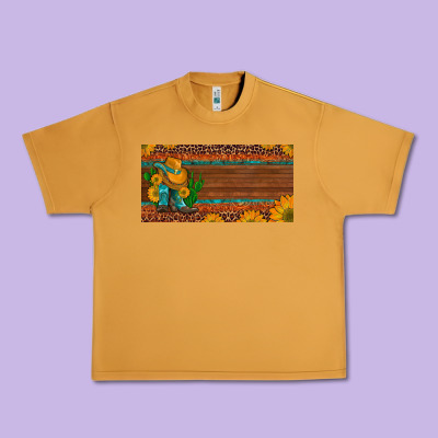 Custom Cowboy Boots Sunflowers And Cactus License Plate Urban Heavy Tee Designed By Artiststas