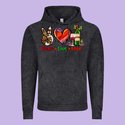 Peace Love Wine Vintage Hoodie Designed By Adodesignshop