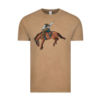 Vintage Coffee bucking bronco cowboy rodeo Vintage Tee - Artiststas