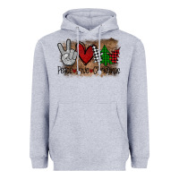 Heather Grey Peace Love Christmas Heavyweight Hoodie - Bettercallsaul